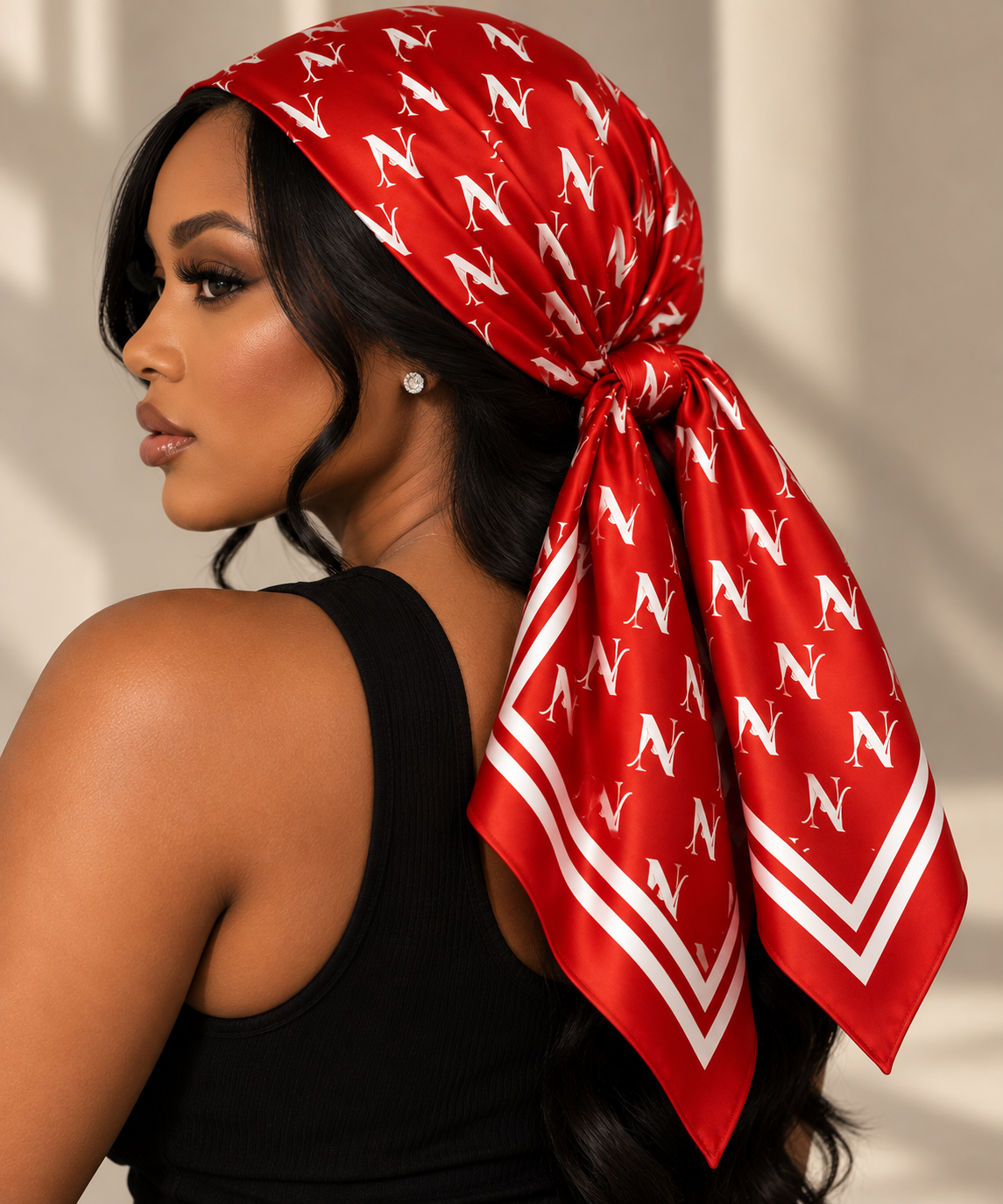 Signature Monogram Scarf- Red