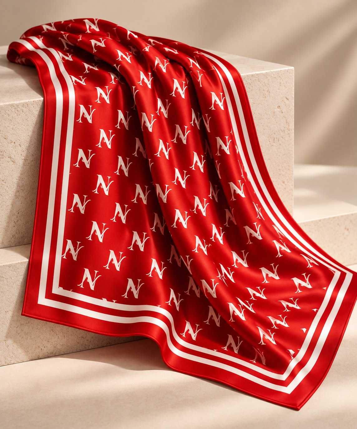 Signature Monogram Scarf- Red