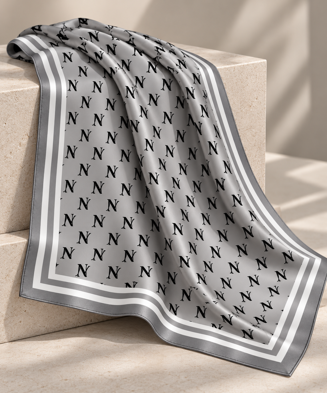 Signature Monogram Scarf- Platinum