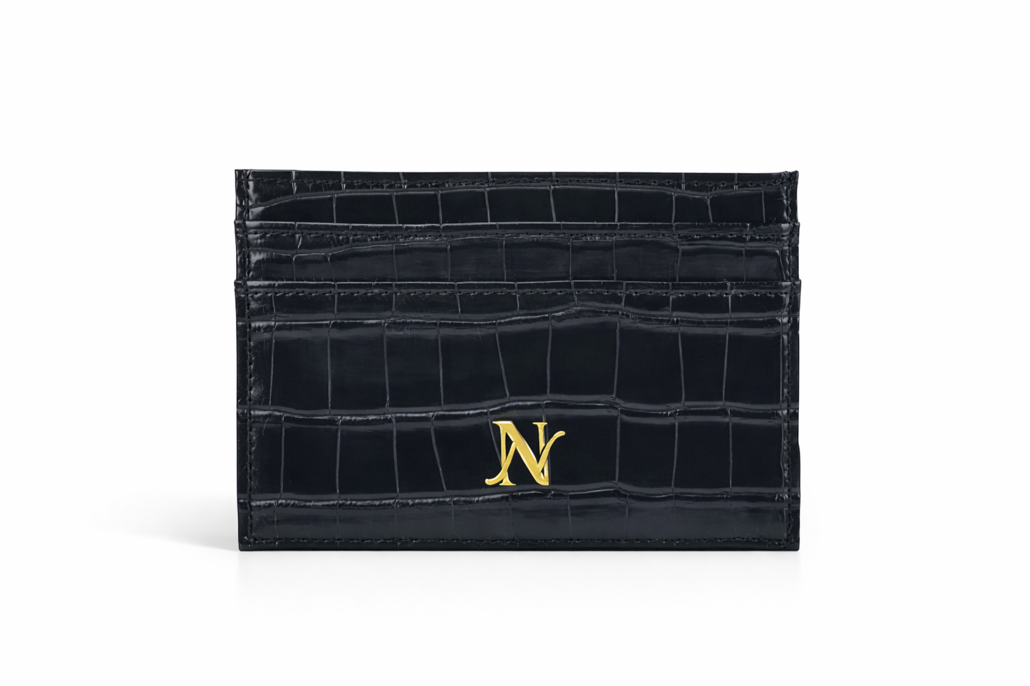 Noir Crocodile Card Wallet