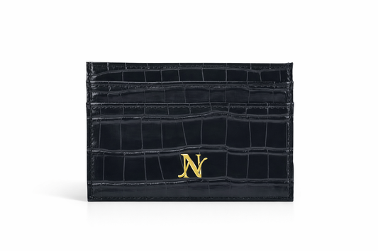 Noir Crocodile Card Wallet