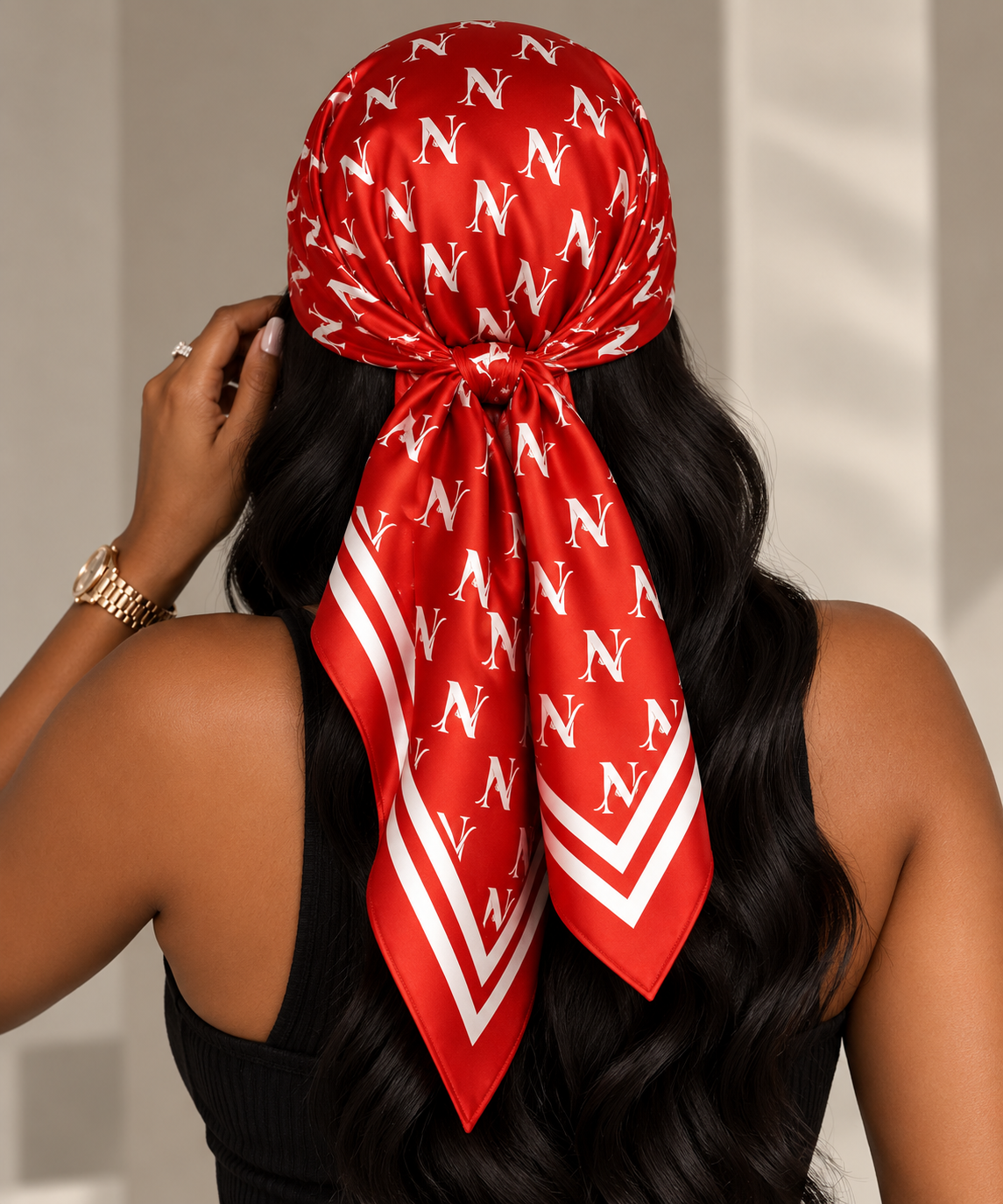 Signature Monogram Scarf- Red