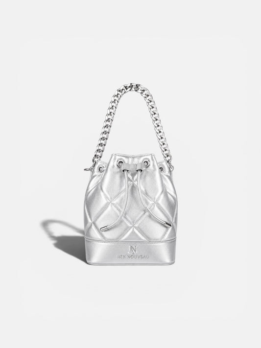 Signature Bucket Bag- Platinum Silver