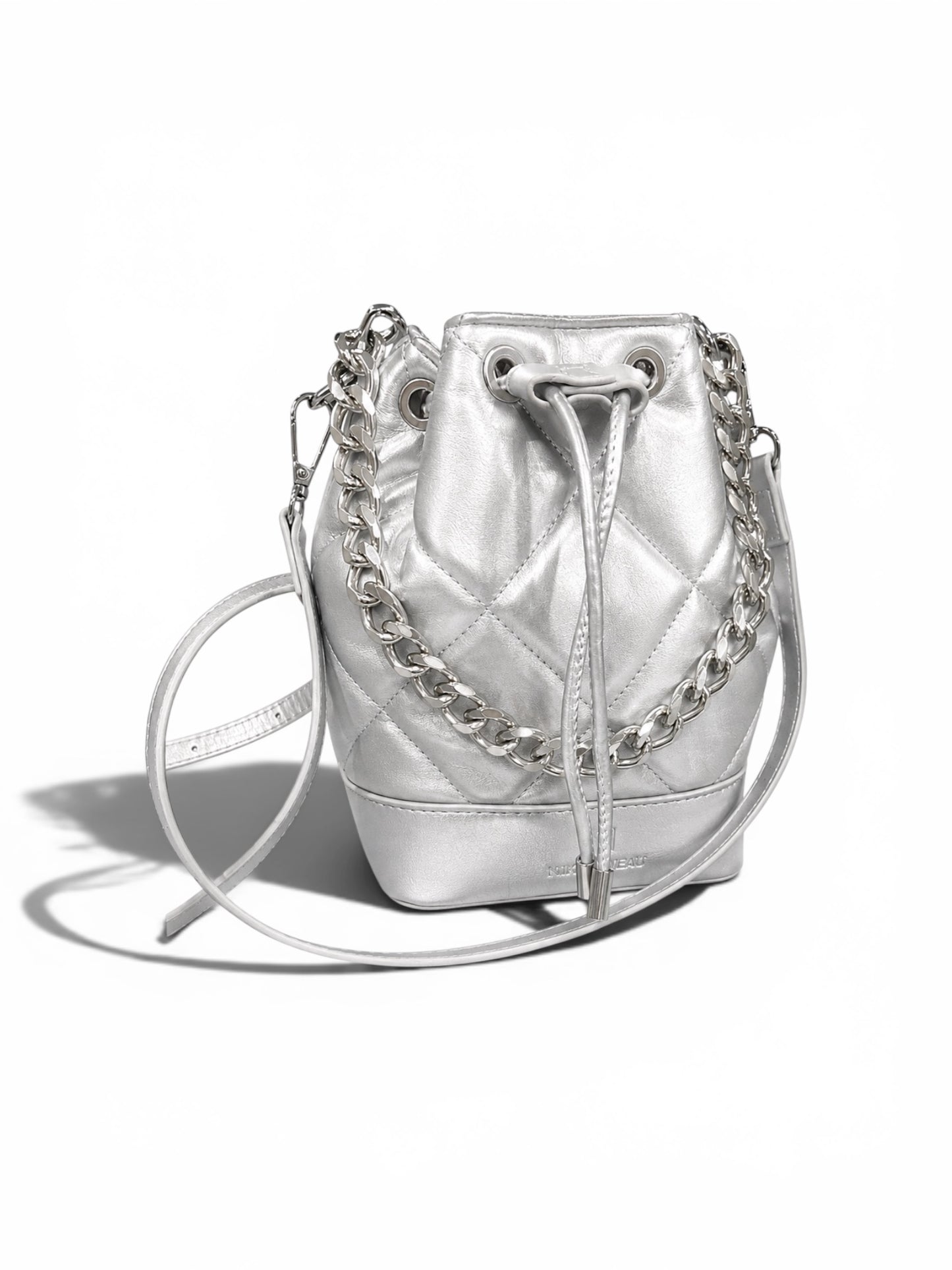 Signature Bucket Bag- Platinum Silver